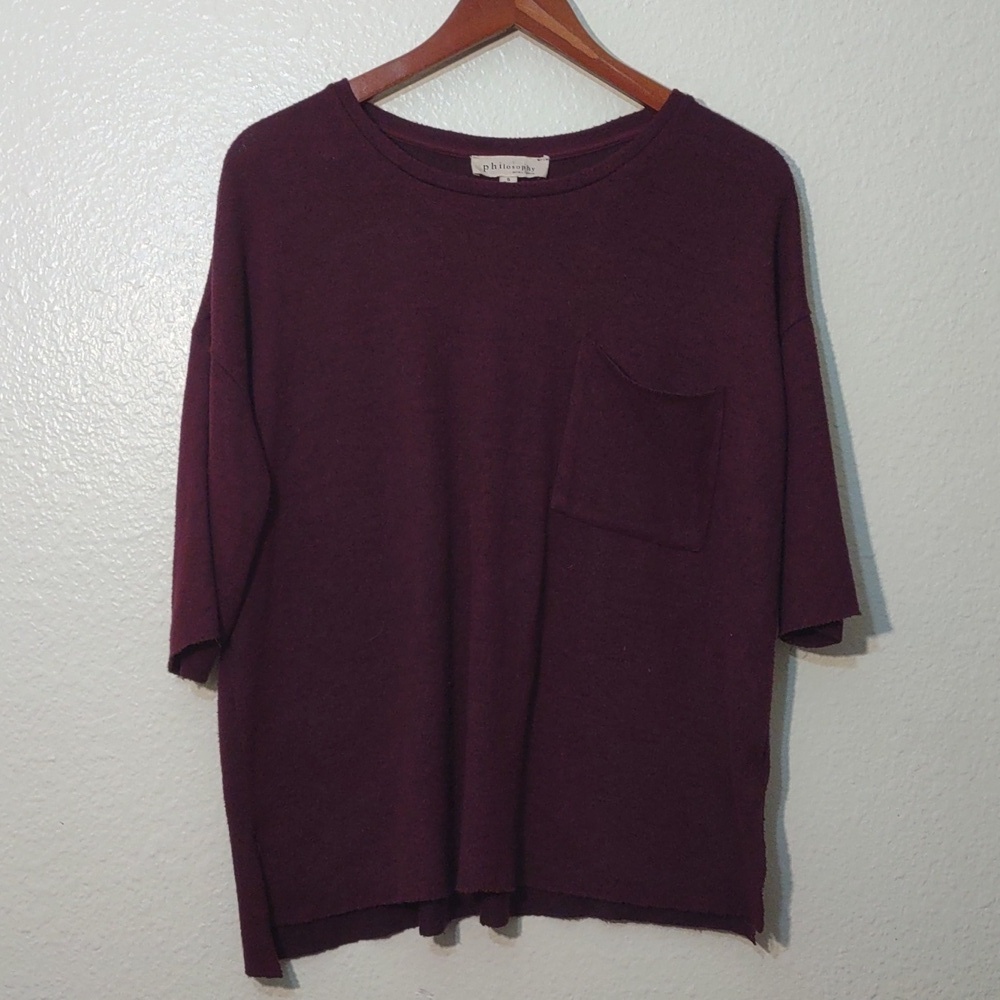 SLIGHTLY USED PHILOSOPHY 3 QUARTER SLEEVE BURGUNDY SIZES